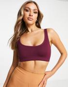 Hoxton Haus Seamless Sports Crop Top In Deep Purple