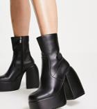 Daisy Street Exclusive Platform Heeled Boots In Black