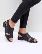 Truffle Collection Faux Leather Sandal - Black