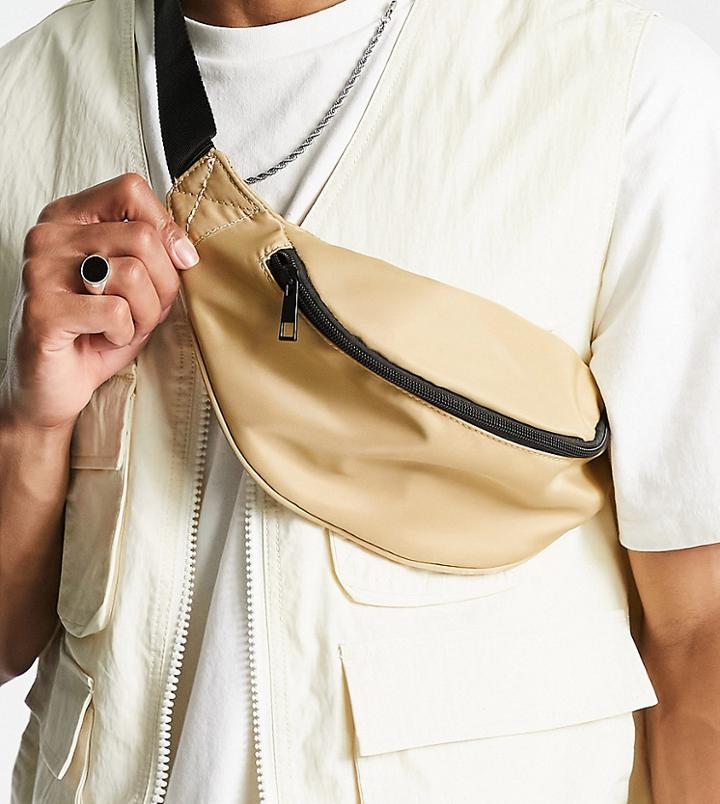 New Look Cross Body Fanny Pack In Stone-neutral