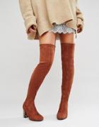 Asos Kade Heeled Over The Knee Boots-brown