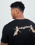 Asos Design T-shirt With Cherub Back Print - Black