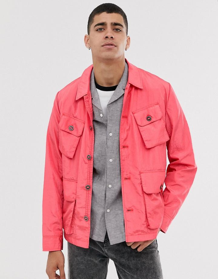 Asos Design Lightweight Utility Jacket In Coral