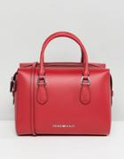 Emporio Armani Structured Zip Leather Shopper Bag - Red