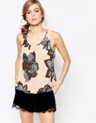 Vila Graphical Floral Sleeveless Tank - Rugby Tan