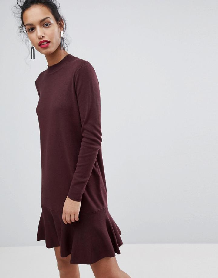 Y.a.s Media Knit Skater Dress - Brown