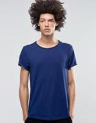Weekday Jon Wide Neck T-shirt Soft Jersey In Navy - Navy