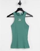 Puma Ribbed Racer Top In Mint-green