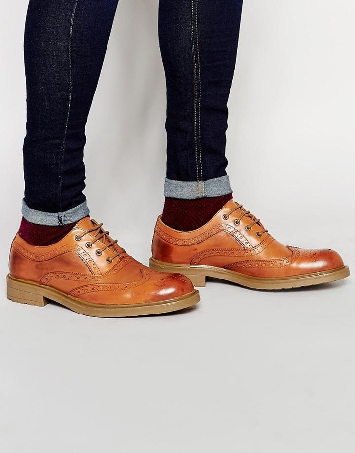 Lambretta Leather Brogues In Tan - Tan