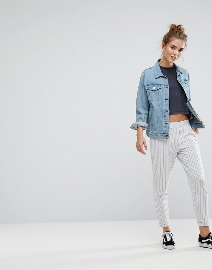Pull & Bear Peg Pant In Stripe - Gray