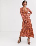 Asos Design Wrap Maxi Dress In Bright Snake Print-multi