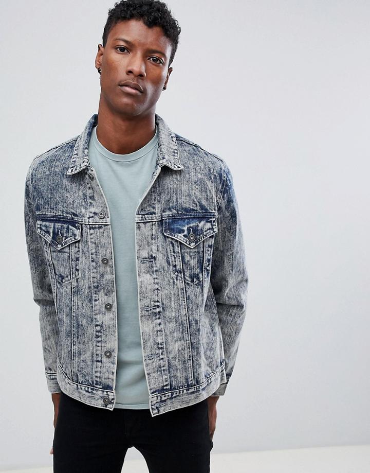 Dead Vintage Western Denim Jacket In Acid Wash - Blue