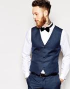 Selected Tuxedo Vest In Skinny Fit - Navy
