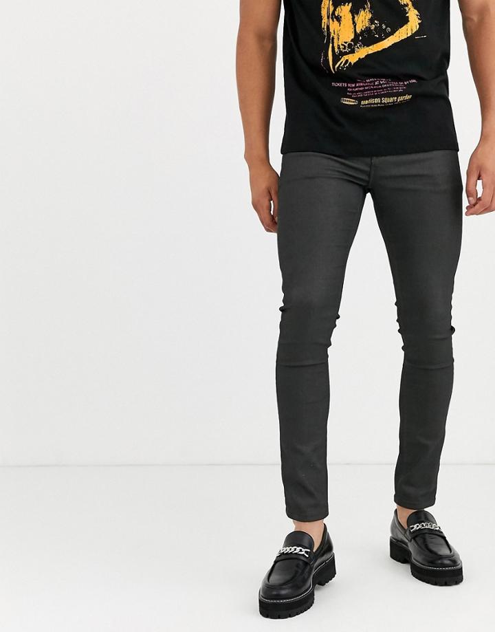 Asos Design Super Skinny Coated Smart Jeans In Military Green