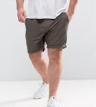 Asos Design Plus Slim Chino Shorts In Dark Khaki - Green