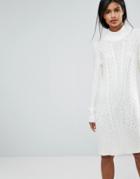 Vila Cable Knit Sweater Dress - Gray