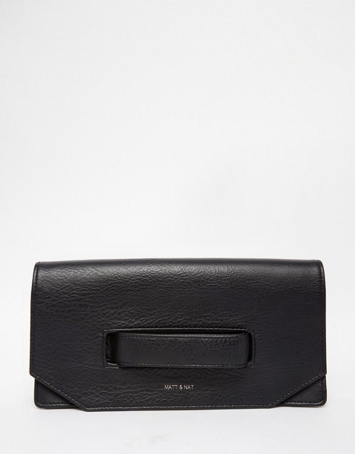 Matt & Nat Aboki Fold Over Clutch With Hand Grab In Black - Black