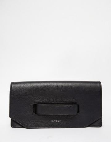 Matt & Nat Aboki Fold Over Clutch With Hand Grab In Black - Black