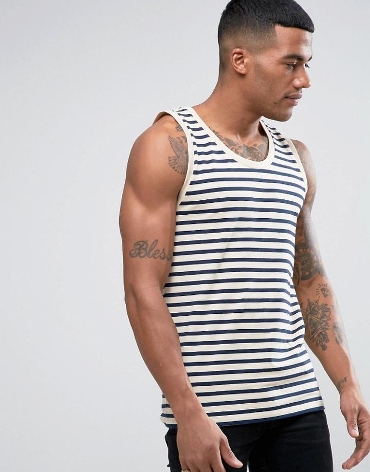 Asos Stripe Muscle Tank - White