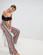 Missguided Striped Wide Leg Pants - Multi