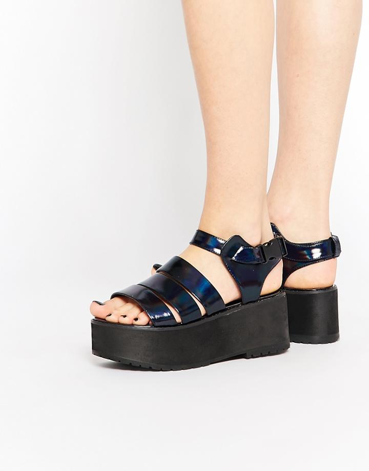 The Whitepepperstrappy Chunky Heeled Sandals - Gray
