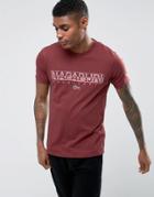 Napapijri Sapriol Logo T-shirt In Russet Brown - Brown