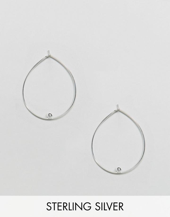 Asos Sterling Silver Oval Hoop Earrings - Silver