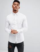 Asos Skinny Shirt With Studded Collar - White