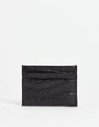 Smith & Canova Leather Croc Effect Card Holder In Black