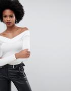 Miss Selfridge Off The Shoulder Top In White - White