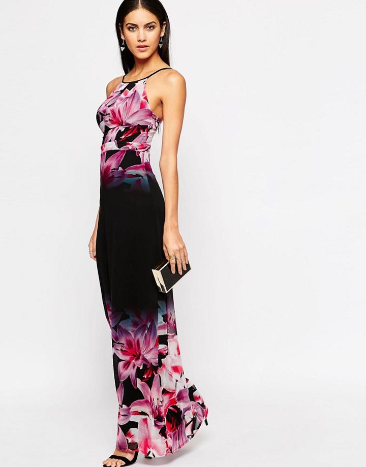 Lipsy Printed Floral Maxi Dress - Black Print