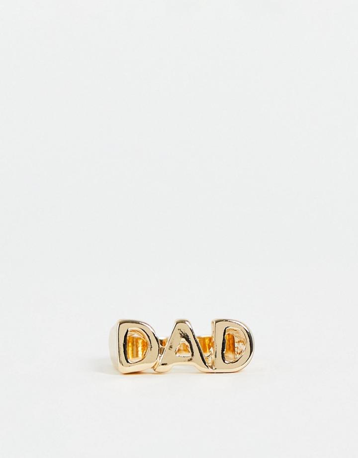 Asos Design Dad Ring In Gold Tone