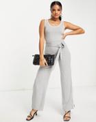 Love & Other Things Wide Leg Jumpsuit In Gray-grey