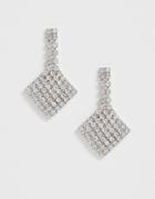 True Decadence Crystal Diamond Drop Earrings-silver