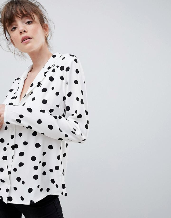 Ichi Spotty Blouse - White