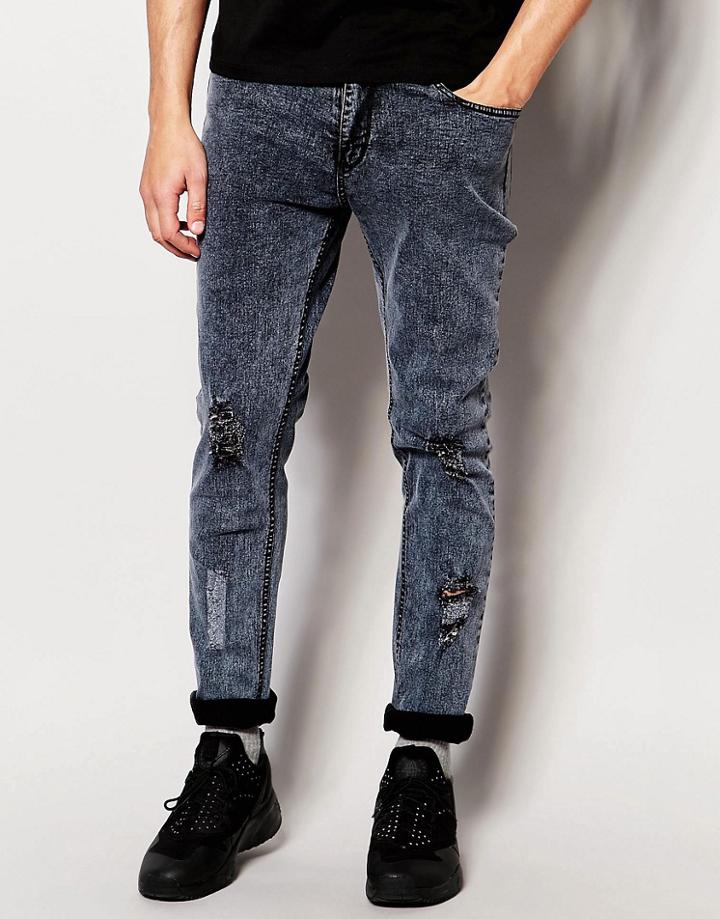 Systvm Biker Jean Perill Denim Distressed - Gray