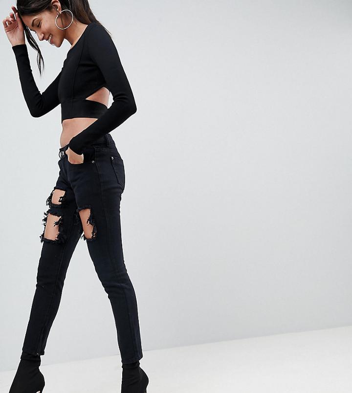 Liquor N Poker Tall Skinny Jeans With Extreme Distressing - Black