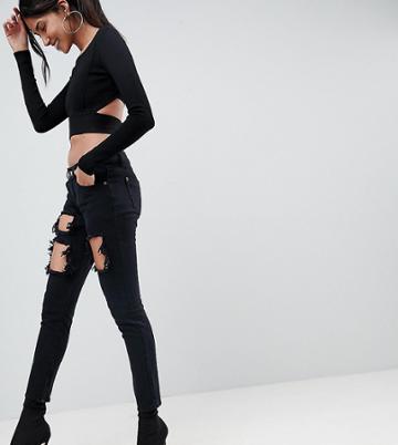 Liquor N Poker Tall Skinny Jeans With Extreme Distressing - Black