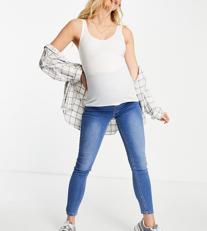 Cotton: On Maternity Overbump Super Stretch Skinny Jean In Blue-blues