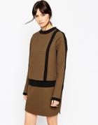 Asos White Layered Textured Mini Dress - Khaki