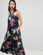 Sportmax Code Floral Halter Midi Dress - Black
