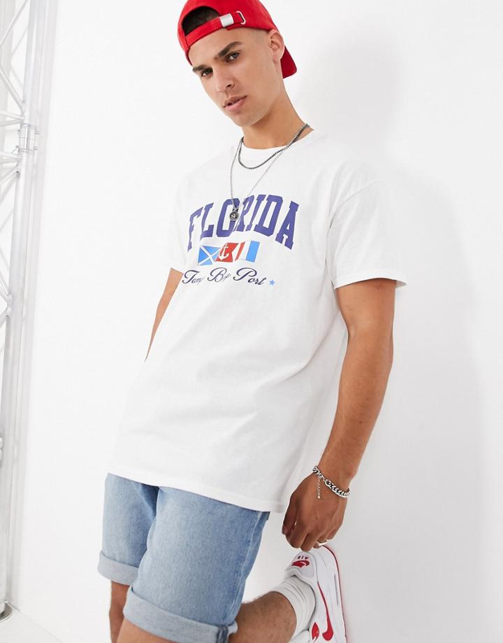 New Look Oversized T-shirt With Florida Print In White