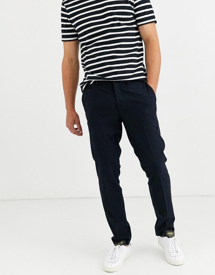 Selected Homme Regular Fit Pants In Navy Pinstripe
