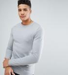Asos Tall Muscle Fit Long Sleeve T-shirt In Beige - Gray