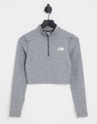 The North Face 1/4 Zip Cropped Long Sleeve T-shirt In Gray
