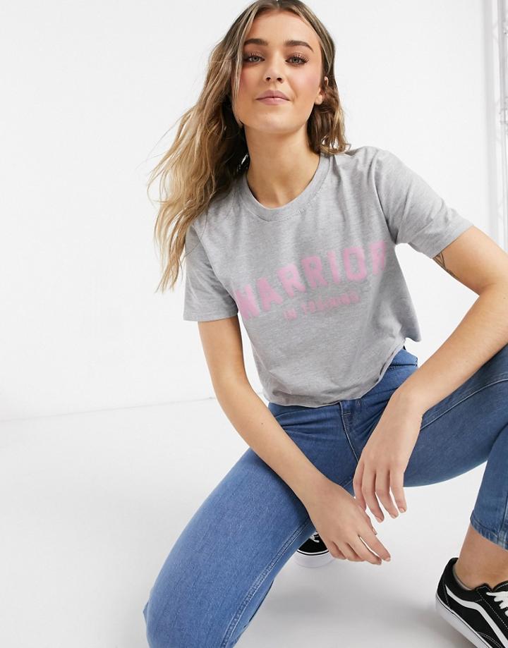 In The Style X Courtney Black Activewear Motif Cropped T-shirt In Gray-white