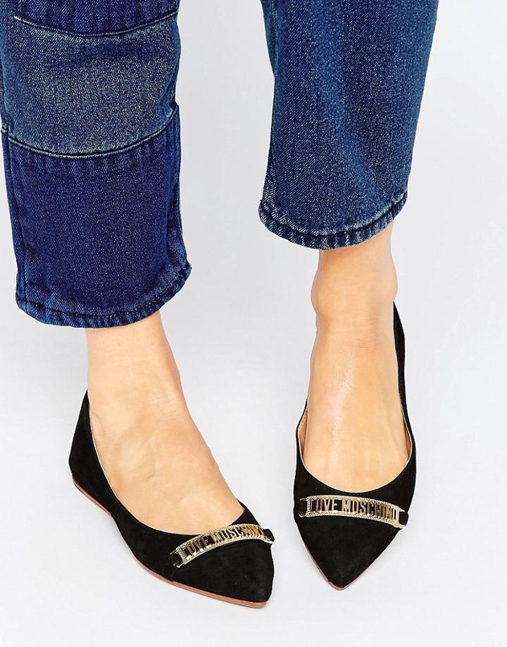 Love Moschino Pointed Ballet Flats - Black