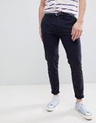Pull & Bear Skinny Chinos With Belt In Navy - Navy