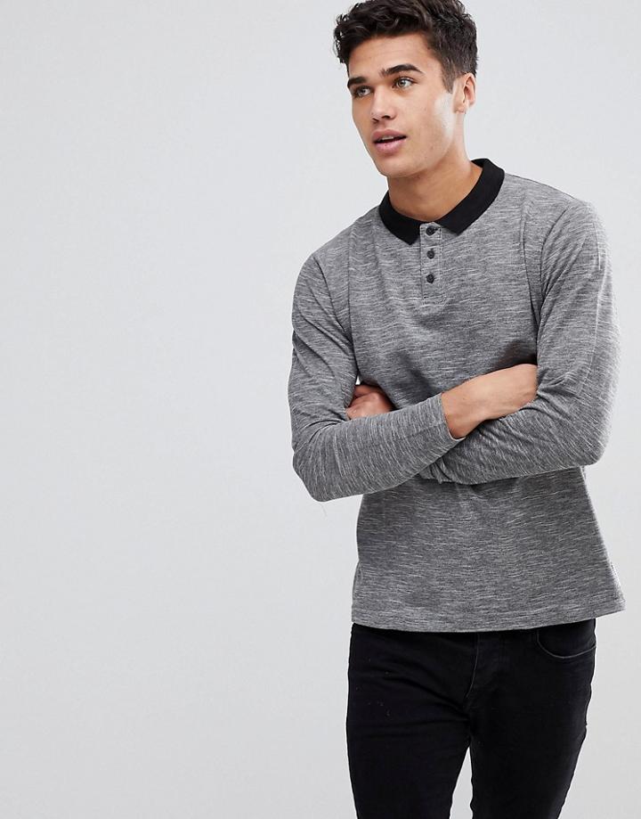 Bellfield Long Sleeve Polo - Gray