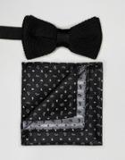 Peter Werth Bow Tie And Pocket Square Set - Black